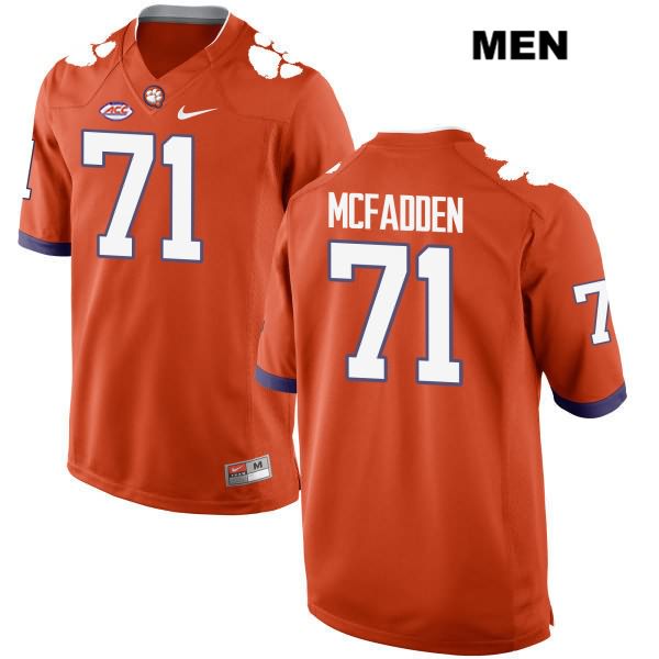 Men's Clemson Tigers #71 Jordan McFadden Stitched Orange Authentic Style 2 Nike NCAA College Football Jersey HLJ7746IA